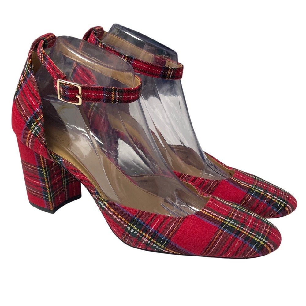 J.Crew Royal Stewart Tartan Plaid Mary Jane Block Heels Women's 10